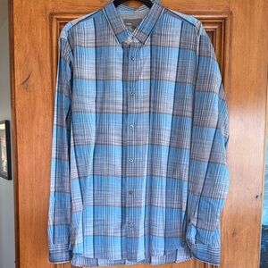 Vince Men's Blue and Gray Checkered Shirt